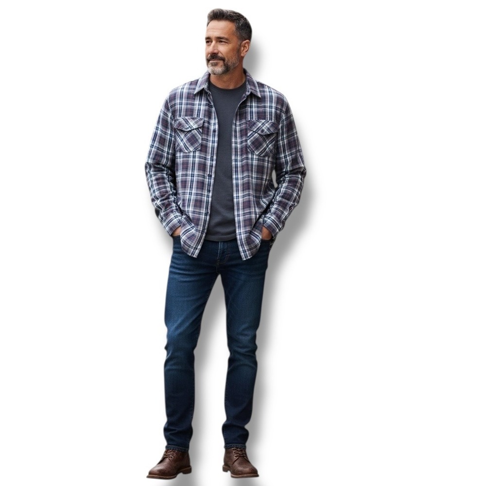 Banana Republic Shirt Mens (L) 16-16.5 Tall Large Plaid Long Sleeve Button Down